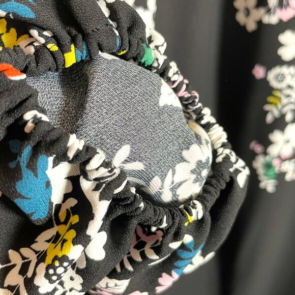 BODEN Keira Shift Dress 8 US Statement Floral Print Black Blouson Sleeves NEW - Picture 7 of 14